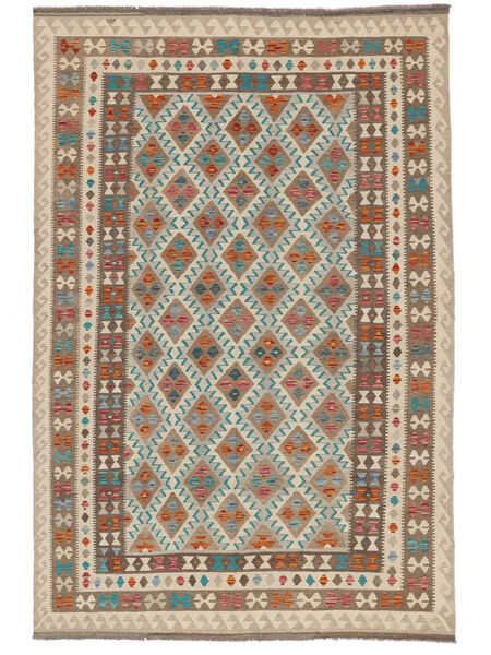 196X295 Tappeto Orientale Kilim Afghan Old Style Marrone/Arancione (Lana, Afghanistan) Carpetvista