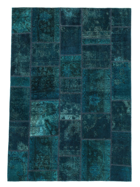  163X233 Patchwork Rug Black/Dark Blue Persia/Iran Carpetvista