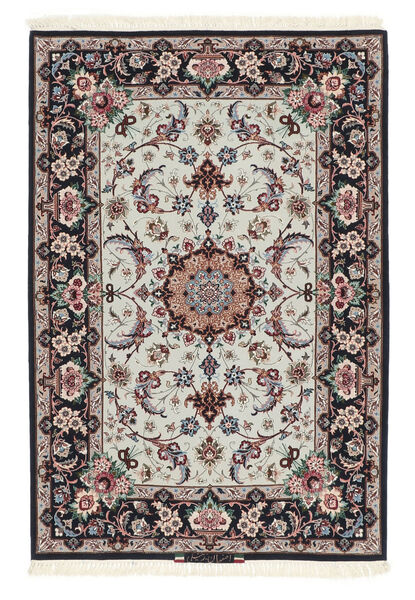 絨毯 イスファハン 絹の縦糸 84X123 茶色/ブラック (ウール, ペルシャ/イラン)