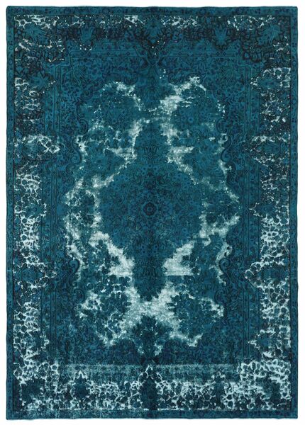 265X379 Tapete Vintage Kerman Moderno Preto/Azul Escuro Grande (Lã, Pérsia/Irão)