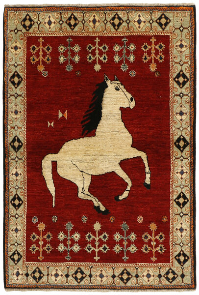 107X153 Tappeto Ghashghai Old Figurale Orientale Rosso Scuro/Nero (Lana, Persia/Iran)
