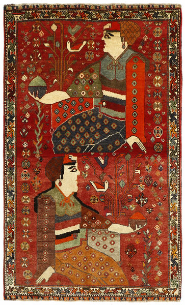  Kashghai Old Figurák/Képek 116X187 Perzsa Gyapjúszőnyeg Sötétpiros/Fekete Kicsi