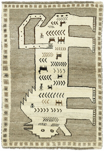  100X146 Kashghai Old Figurativ Teppich Dunkelgelb/Gelb Persien/Iran