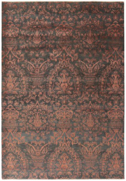 Damask Rug Rug 207X301 Brown/Black Wool, India