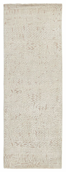 87X253 Damask Rug Modern Runner
 Yellow/Grey (Wool, India)