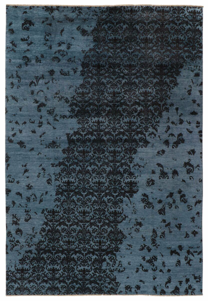 Tapete Damask 243X351 Preto/Azul Escuro (Lã, Índia)