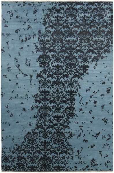  Damask Covor 168X246 Lână Albastru Închis/Negru