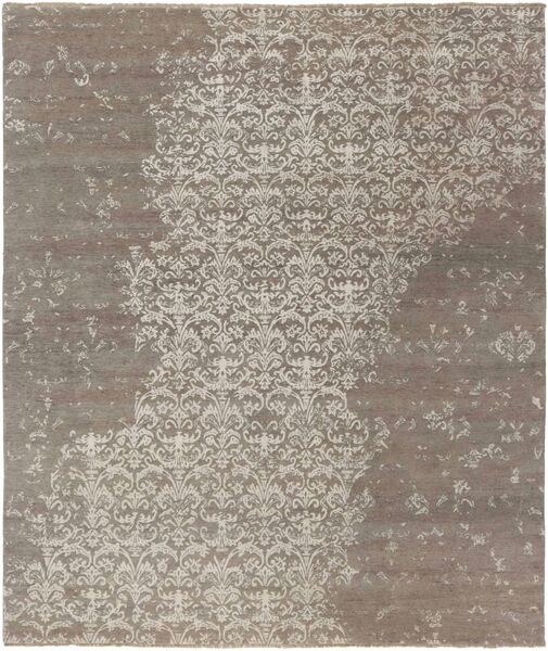Damask Teppich 258X302 Braun/Orange Großer Wolle, Indien