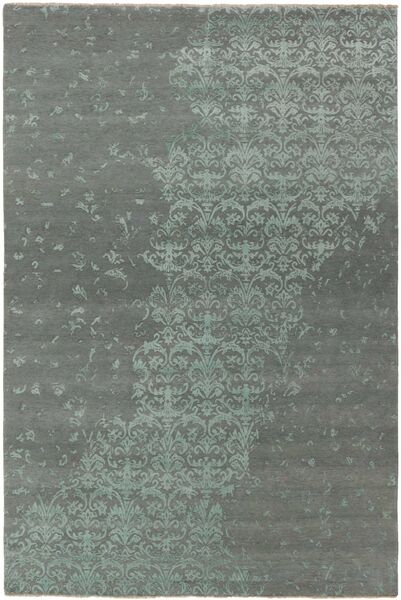  Damask Tappeto 200X302 Di Lana Grigio Scuro/Verde Scuro