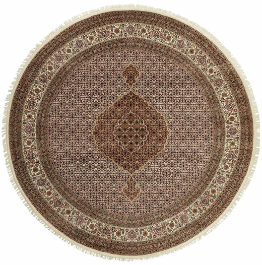  Ø 247 絨毯 オリエンタル タブリーズ Royal ラウンド 茶色/ブラック (ウール, インド)