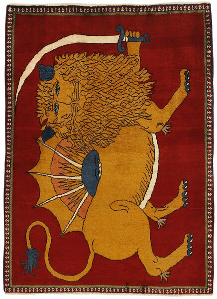  Persisk Kashghai Old Figur/Bilde Teppe 103X142 Mørk Rød/Brun (Ull, Persia/Iran)