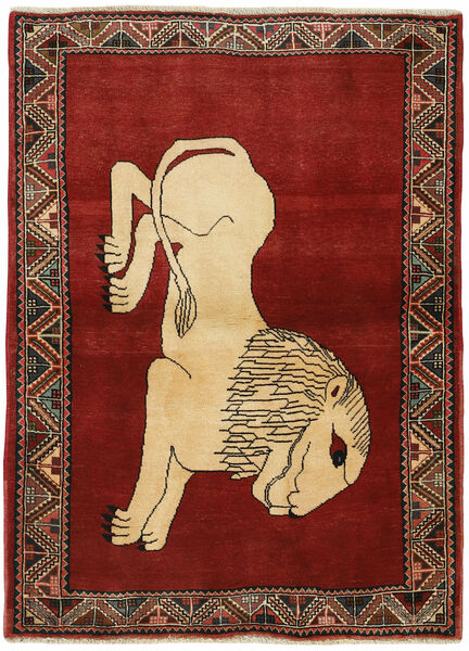 Tapis D'orient Kashghai Old Figural/Pictural 109X153 Rouge Foncé/Noir (Laine, Perse/Iran)