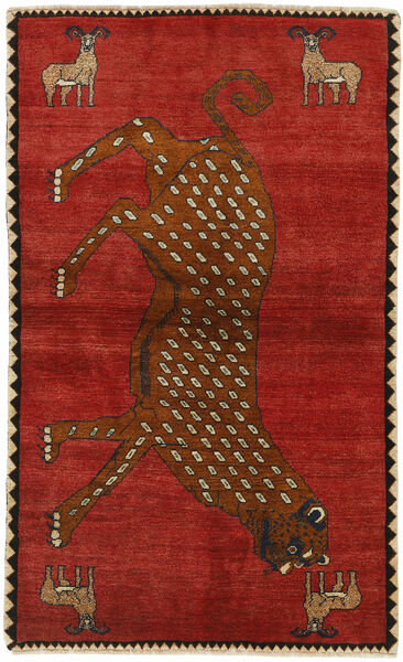  125X205 Kashghai Old Figuratief/Geïllustreerd Vloerkleed Donkerrood/Zwart Perzië/Iran