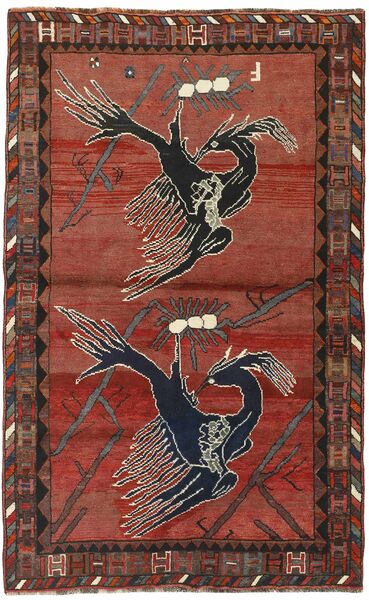 Alfombra Persa Kashghai Old Figurativa/Gráfica 155X247 Rojo Oscuro/Negro (Lana, Persia/Irán)