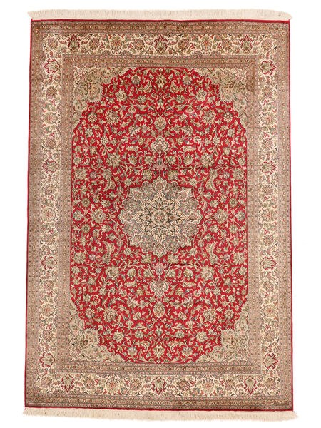 126X187 Kaschmir Reine Seide 24/24 Quality Teppich Orientalischer Braun/Dunkelrot (Seide, Indien) Carpetvista