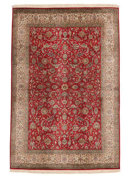  Kashmir Pure Silk 24/24 Quality Rug 128X193 Silk Brown/Dark Red Small Carpetvista