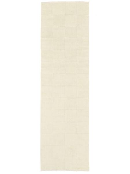 Net 100X350 Petit Blanc Écru Géometrique Couloir Tapis De Laine