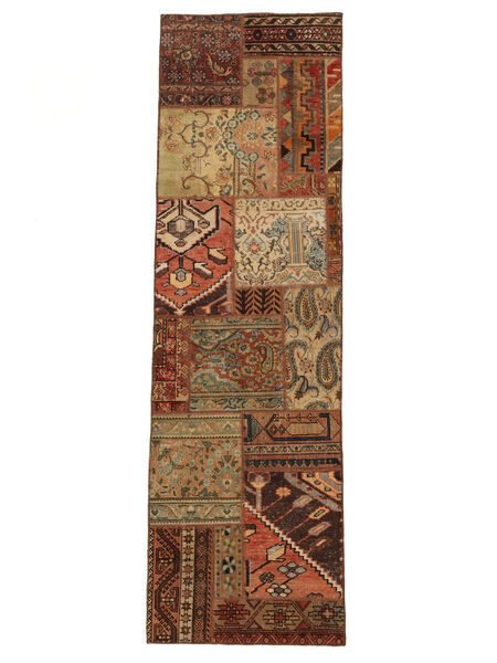  Patchwork Rug 74X249 Vintage Persian Wool Brown/Black Small Carpetvista