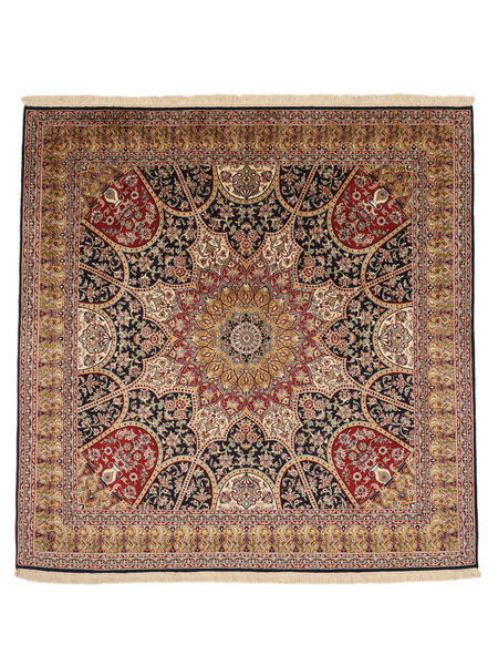  Orientalsk Kashmir Pure Silke 24/24 Quality Tæppe 179X184 Kvadratisk Brun/Mørkerød Silke, Indien Carpetvista