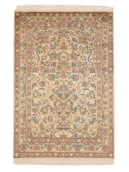  Orientalisk Kashmir Äkta Silke Matta 65X95 Brun/Orange Silke, Indien Carpetvista