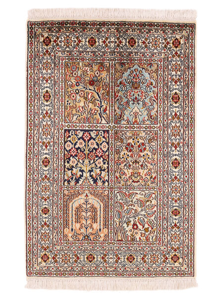 Kashmir Pure Silk Rug 64X97 Brown/Beige Silk, India Carpetvista