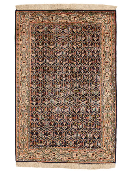 80X122 絨毯 オリエンタル カシミール ピュア シルク 24/24 Quality 茶色/ブラック (絹, インド) Carpetvista