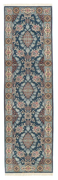 絨毯 オリエンタル イスファハン 絹の縦糸 82X306 廊下 カーペット ブラック/ダークグレー (ウール, ペルシャ/イラン)