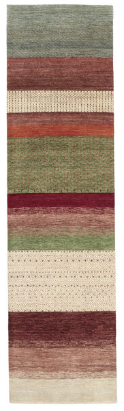 82X307 絨毯 ギャッベ Loribaft モダン 廊下 カーペット ダークレッド/ベージュ (ウール, インド)