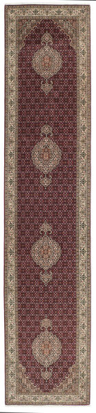 80X395 Täbriz 50 Raj Teppich Orientalischer Läufer Braun/Schwarz (Wolle, Persien/Iran)