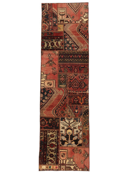  Patchwork Rug 74X252 Vintage Persian Wool Dark Red/Black Small 