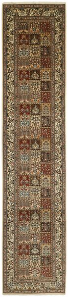  Orientalischer Moud Garden Teppich 80X382 Läufer Braun/Schwarz Wolle, Persien/Iran