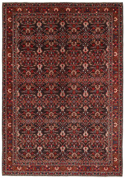 Moud Mahi Rug 212X303 Black/Dark Red Wool, Persia/Iran
