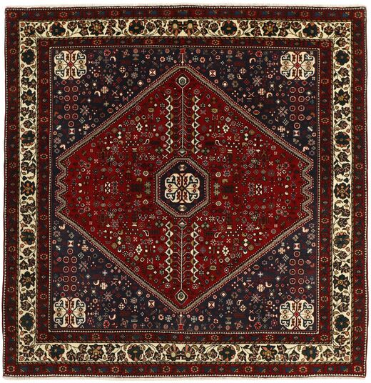  Persischer Abadeh Teppich 203X205 Quadratisch Schwarz/Braun (Wolle, Persien/Iran)