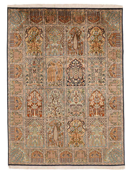 154X210 Kashmir Ren Silke Teppe Orientalsk Brun/Oransje (Silke, India) Carpetvista
