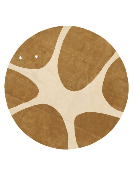  Ø 300 Stones Handtufted Rug Round Brown/Beige India Carpetvista