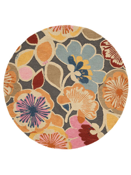  Wool Rug Ø 150 Flower Power Multicolor Round Small