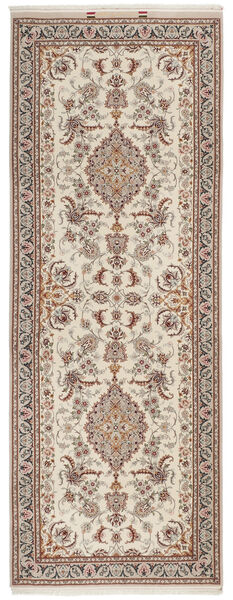 絨毯 イスファハン 絹の縦糸 88X245 廊下 カーペット 茶色/ベージュ (ウール, ペルシャ/イラン)