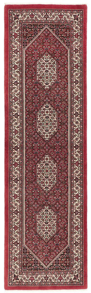 70X260 Alfombra Oriental Bidjar Con Seda De Pasillo Rojo Oscuro/Negro (Lana, Persia/Irán)