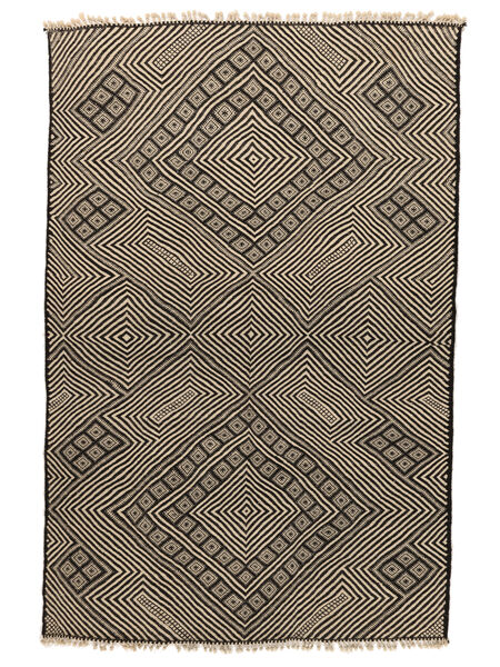 200X302 絨毯 High Atlas キリム オリエンタル ブラック/茶色 (ウール, モロッコ) Carpetvista