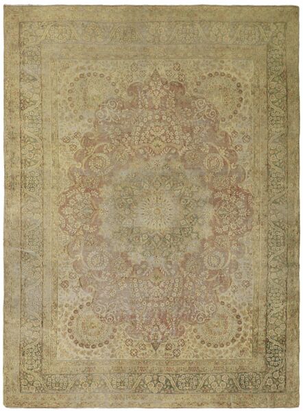 Vintage Kerman Fine Teppich 296X396 Braun/Grün Großer Wolle, Persien/Iran