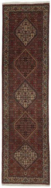  83X308 Bidjar Zandjan Teppich Läufer Schwarz/Braun Persien/Iran