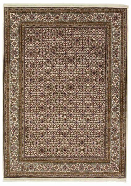 Täbriz Indi Teppich 177X245 Braun/Schwarz Wolle, Indien