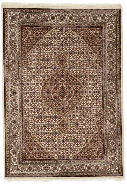 Tabriz Indi Rug 142X202 Brown/Black Wool, India