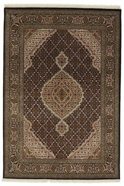 絨毯 オリエンタル タブリーズ Indi 138X200 ブラック/茶色 (ウール, インド)