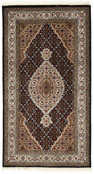 88X162 絨毯 オリエンタル タブリーズ Indi ブラック/茶色 (ウール, インド)