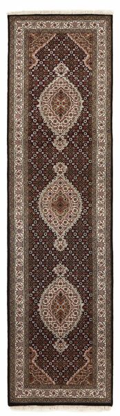 82X300 Täbriz Indi Teppich Orientalischer Läufer Braun/Schwarz (Wolle, Indien)