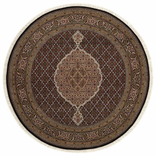  Oriental Tabriz Indi Rug Ø 202 Round Brown/Black Wool, India
