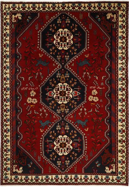 205X301 Alfombra Oriental Kashghai Negro/Rojo Oscuro (Lana, Persia/Irán)