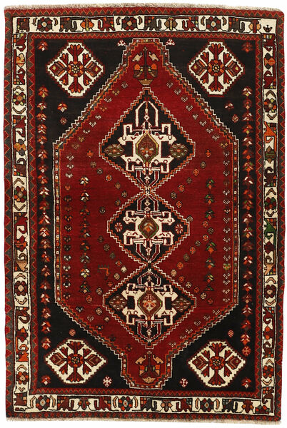絨毯 Kashghai 120X173 ブラック/ダークレッド (ウール, ペルシャ/イラン)
