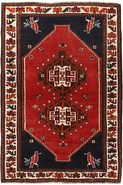  Orientalsk Kashghai Teppe 113X166 Svart/Mørk Rød Ull, Persia/Iran